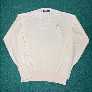Vintage Pga Tour Golf V Neck Yellow Pullover 20x27 Cotton Sweater